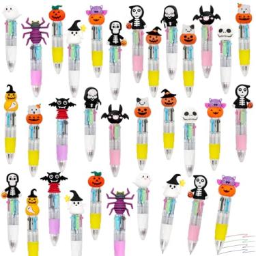 Imagem de 30 mini canetas multicoloridas em uma caneta fofa 4 em 1 para crianças, canetas esferográficas para aniversários e festas infantis, presentes divertidos, canetas kawaii de tinta sortidas (Halloween)