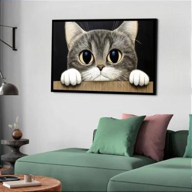 Imagem de Quadro Decorativo Gato Olhar Muro - 50x70cm - Quadros On-line, Moldura