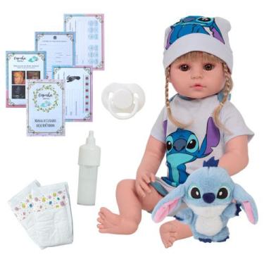 Imagem de Boneca Reborn Bebê Silicone Menina Loira Pode Dar Banho - Cegonha Rebo