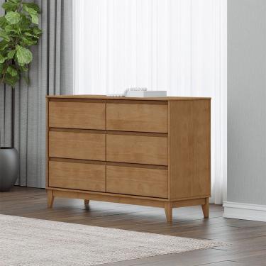 Imagem de Cômoda 6 Gavetas Linha Prata Madeira Maciça e MDF 2815FN Freijó Finestra