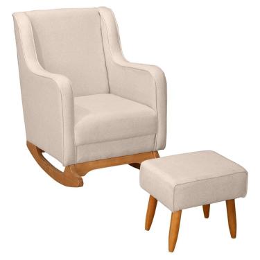 Imagem de Poltrona de Amamentação Áquila com Balanço Pés Canoa e Puff - Fratello