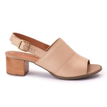 Imagem de Sandalia Feminina de Couro Salto Médio Macia Lançamento - Flor D`Couro