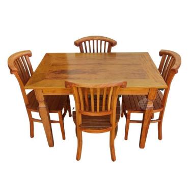 Imagem de Mesa De Jantar Madeira De Demolição 1,20x 0,80 Com 4 Cadeiras Leque Sudeste Rustico