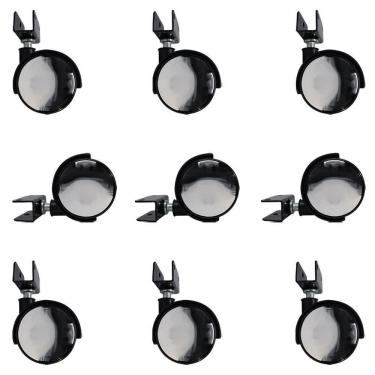 Imagem de Kit 9 Rodízios Com Chapa U Sem Trava Com Face Espelhado