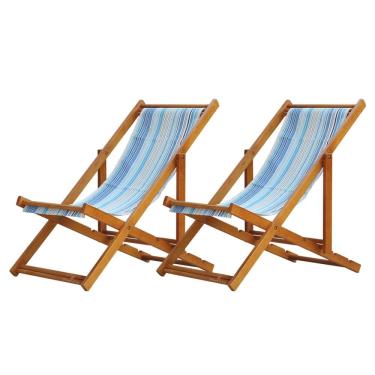 Imagem de Kit 2 Espreguiçadeiras Preguiçosa Dobrável sem Braço Mel em Madeira Maciça