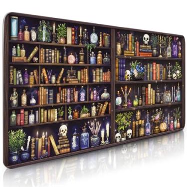 Imagem de Estante de livros, mouse pad para jogos, biblioteca de livros, teclado de computador, base antiderrapante, borda costurada, acessórios de mesa de jogos para meninos, tapete de mesa grande para mesa