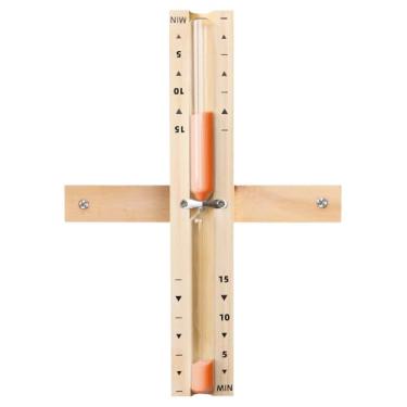 Imagem de Temporizador de areia de sauna de 15 minutos, ampulheta de madeira giratória de 15 m com areia laranja, Reloj De Arena, Relógio de areia resistente ao calor, temporizador de vidro para sauna SPA