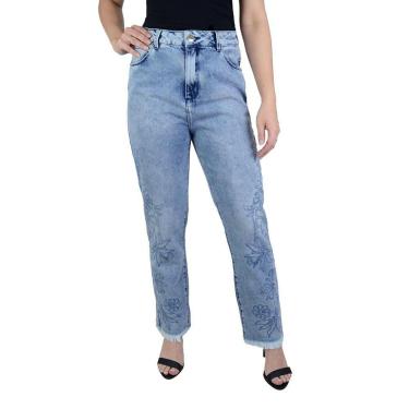 Imagem de Calça Feminina Lado Avesso Jeans New Straight Azul - L12516-Feminino