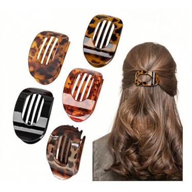 Imagem de 4/5/6/8 peças de grampos de cabelo planos redondos para mulheres - presilhas ovais de bico de pato de fixação forte, clipes antiderrapantes para cabelos grossos e finos | Acessórios de cabelo