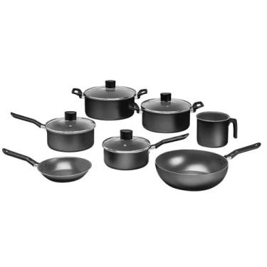 Imagem de Jogo de Panelas Ebony Antiaderente Pro-Flon 7 Peças Preto Brinox - 719