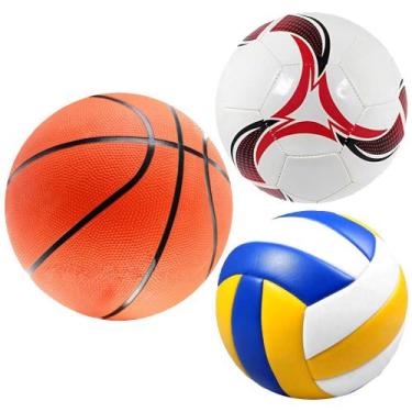 Imagem de Kit Esporte 3 Bolas Vôlei Futebol e Basquete Tamanho Oficial - Mizpa