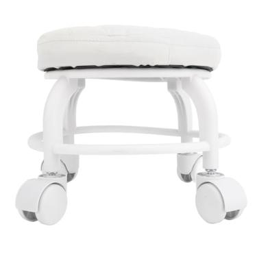 Imagem de YOUTHINK Cadeira Low Roller - Punto Giratório de Couro PU Com Rodas Mudo para Casa/escritório/garagem (altura de 9,84 ", Capacidade de 300 lb) (Branco)
