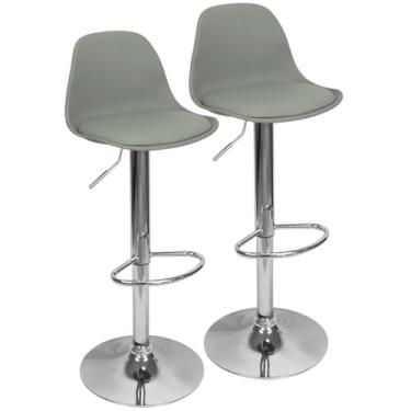 Imagem de Kit 2 Banquetas Giratória Regulável Base Giratória Cromada(Cinza)