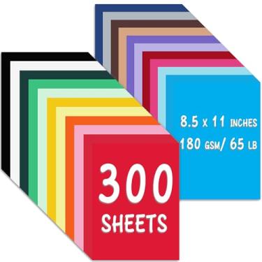 Imagem de WNSIRVY 300 folhas de papelão colorido de 21,6 cm x 28 cm, papel para impressora de cartão colorido 180 g/m2/29,5 kg, 20 cores sortidas, papel de construção para convites, artesanato, scrapbook
