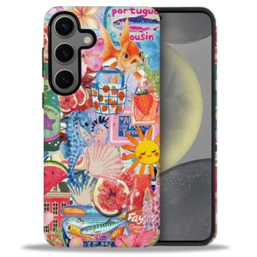 Imagem de DAIZAG Capa para Samsung Galaxy S24 Plus, capa de proteção de nível militar, colagem de peixes e flores de frutas (amassadas)