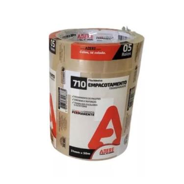 Imagem de Fita Adesiva Transparente 24mm x 50m 5 Rolos 710 ADERE