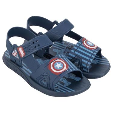 Imagem de Sandália Papete Infantil Menino Marvel Web Capitão América Grendene Kids Azul (Azul, BR, Criança de 4 a 8 anos, Numérico, 28)