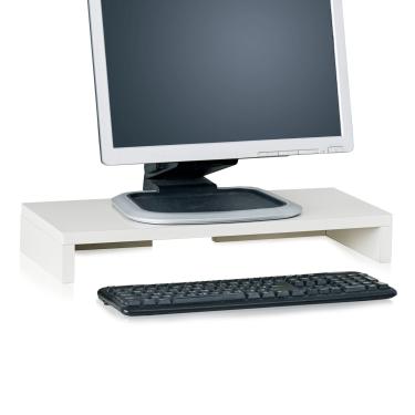 Imagem de Way Basics Suporte moderno para monitor de computador de mesa de TV PC (montagem sem ferramentas e exclusivamente feito de papelão zBoard não tóxico sustentável), branco
