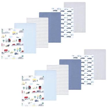 Imagem de Luvable Friends Hudson Baby Flanela Burp Panos, conjunto com 12 unidades, Vida na cidade metropolitana, 14x20 inches