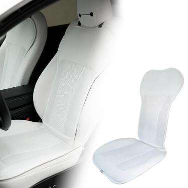 Imagem de WANGDUOYU Capa de assento de resfriamento ventilado para carro compatível com Tesla modelo Y/3 2020-2023, ventilação e resfriamento de ventilador de 12 V (branca)