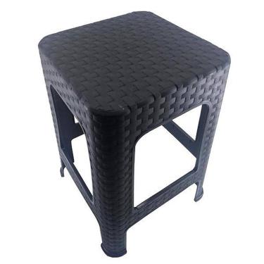 Imagem de Kit 4 Banquetas Banco De Plástico Rattan Preta Plas New