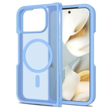 Imagem de LTLMYDAM Capa magnética para Google Pixel 10 Pro Fold, transparente, fosca, ultrafina, carregamento sem fio, capa de policarbonato antiamarelamento, azul, dobra 10 Pro