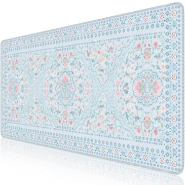 Imagem de HAOCOO Tapete de mesa floral para teclado e mouse, mouse pad grande para laptop, tapete de maquiagem impermeável, tapete de mesa fofo para casa, saias de mesa para mesa de professores, tapete de mesa