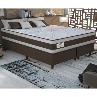 Imagem de Cama Box Conjugado King Com Colchão 193x73x203 Sleep Gold Gazin Cr35356 Marrom Bege