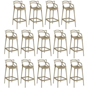 Imagem de Kit 14 Banquetas Allegra Com Encosto Design Cozinha/bancada - Nude