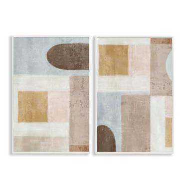 Imagem de Stupell Industries Conjunto de arte giclée emoldurado branco geométrico subtle drifts 2 peças por Emma Peal, 45,7 x 30,5 cm