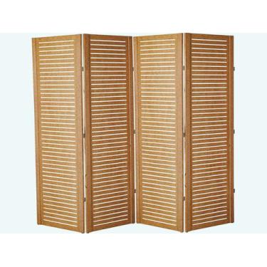 Imagem de 4 Biombo Folha Horizontal Divisor Ripado Ambiente Madeira - JT HOME