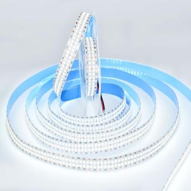 Imagem de HAASHADA Fita de LED de fileira dupla, luz do dia branca 6500K superbrilhante regulável CC 12 V 16,4 pés/5 m SMD 2835 2400 LEDs fita fita de fita para decoração de iluminação de sala de casa