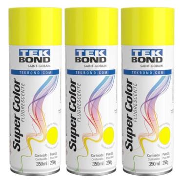 Imagem de Kit 3 Tintas Spray Amarelo Fluorescente Aerossol TekBond 350ml/250g