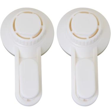 Imagem de ZCZQC 2 peças de ganchos de ventosa de chuveiro sem broca para janelas, espelhos de vidro e azulejos, 10 x 3,5 cm, suporte para cabide montado na porta, suporte de armazenamento forte para pendurar