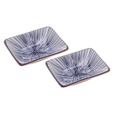 Imagem de Conjunto 2 Porta Molho Porcelana Azul & Branca Comida Japonesa Shoyu T