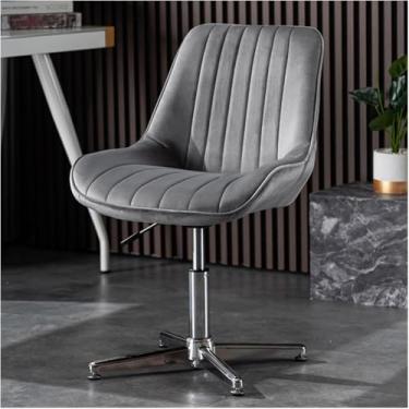 Imagem de Cadeira De Escritório Com Pernas Cruzadas Sem Rodas Giratória Cadeira De Tarefa Para Sala De Estar Cadeira De Maquiagem De Lazer Acolchoada Em Tecido Ergonômico Com Encos, Green, Gray