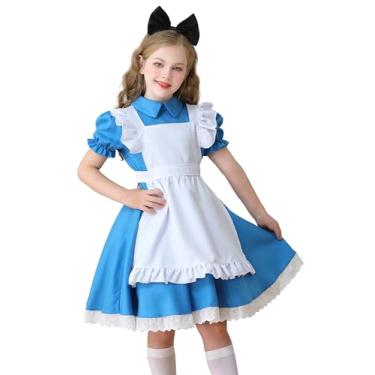 Imagem de Happy Cherry Vestidos de princesa de Halloween para meninas, vestido azul, avental branco, fantasia cosplay com faixa de cabelo