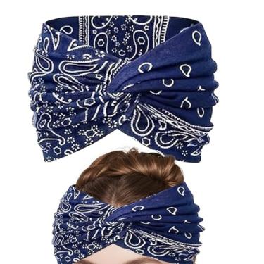 Imagem de Bandanas Boho – Faixas de cabelo com nó largo – Faixa de cabelo com nó para entusiastas de uso casual, ocasiões especiais, casamentos, festivais de música, eventos ao ar livre, ciclismo