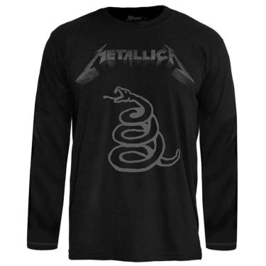 Imagem de Camiseta de Banda Metallica Stamp em Algodão Manga Longa Gola Redonda-Unissex