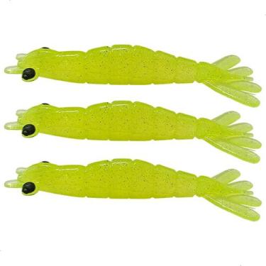 Imagem de Kit 3 Iscas Camarão Artificial 9cm - Pesca Robalo Tucunaré Corvina  - 
