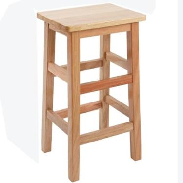 Imagem de Bancos De Altura De Balcão Cadeira De Bar De Madeira Altura 32in 24in Bancos De Balcão Com Apoio Para Os Pés Bancos De Bar Quadrados Altos Bancos Altos Para Sala De Esta, White, 70cm/28in