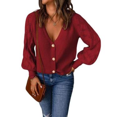 Imagem de Suéter Astylish Feminino, Moda, Manga Comprida, Vermelho, Frente Abert