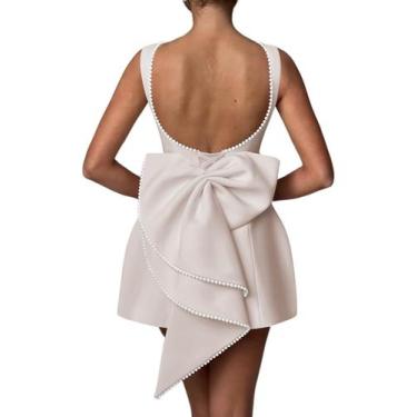 Imagem de Vestido de formatura Aosadin Bow Back Satin Blush Pink para mulheres