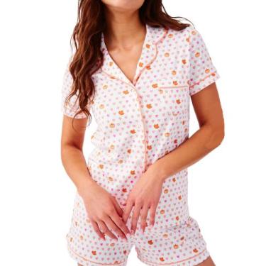 Imagem de Conjunto de pijamas Zelbuck, shorts femininos Preppy Monkey Button Dow