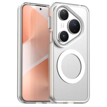 Imagem de Pzwoxukhov Capa compatível com Huawei Pura 80 Pro, compatível com Magsafe, capa magnética à prova de choque, compatível com Huawei Pura 80 Pro+ capa branca