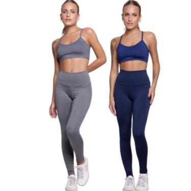 Imagem de KIT 2 Conjunto Top Alça Fina e Calça Suplex WLS Modas Roupa Para Acade