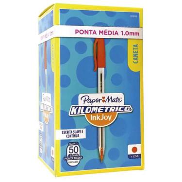 Imagem de Caneta Paper Mate 1.0 Kilometrica 100 Média 50 Unidades, Vermelho