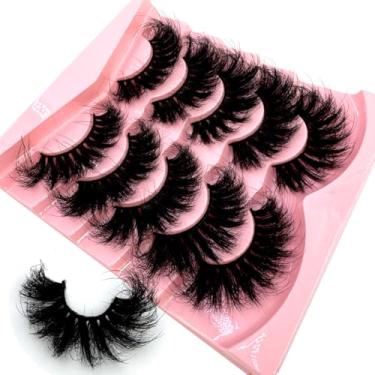 Imagem de HBZGTLAD 5 pares de cílios falsos de vison 10D de 25 mm a granel cílios postiços naturais macios grossos dramáticos de vison falso ferramentas de maquiagem atacado (QD-4)