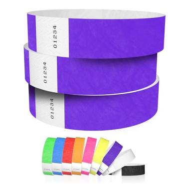 Imagem de Pulseiras Tyvek roxas de 600 Wristco para eventos - Pulseiras de papel confortáveis resistentes a rasgos, pulseiras de identificação para shows, festivais, identificação de festa de admissão