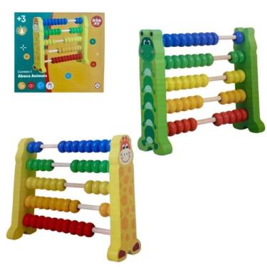 Imagem de Brinquedo Ábaco Educativo de Madeira, Tema Animais Girafa e Lagarta - 